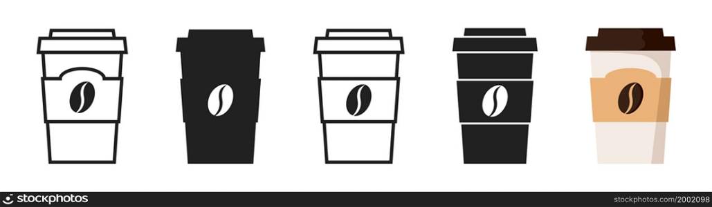 Coffee cup icon set. Vector isolated illustration. Hot drink icon.