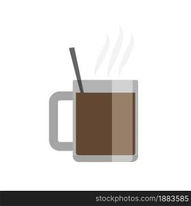 Coffee cup icon. Simple flat vector. Morning coffee in glass.