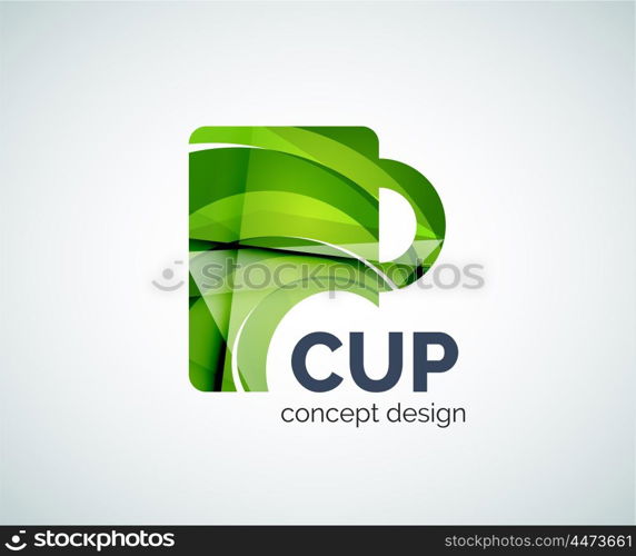 Coffee cup logo template, abstract elegant glossy business icon