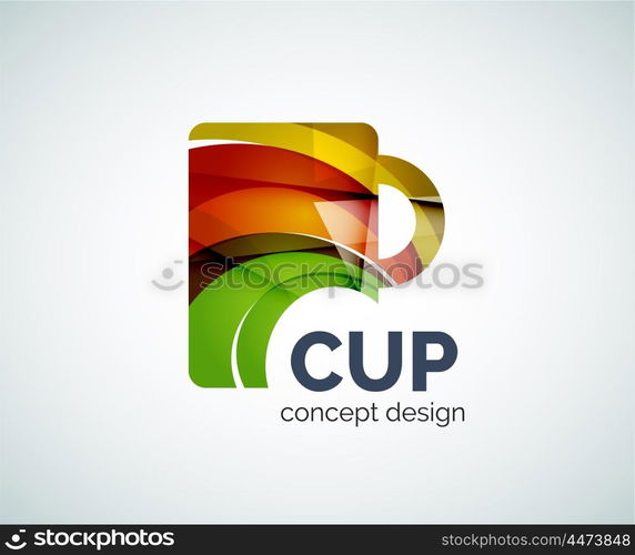 Coffee cup logo template, abstract elegant glossy business icon