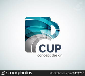 Coffee cup logo template, abstract elegant glossy business icon