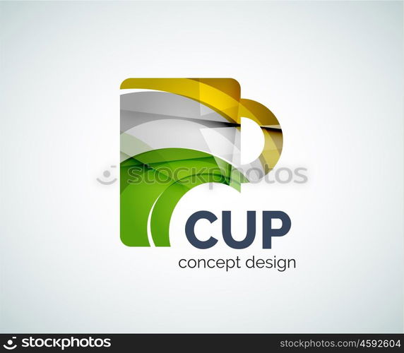 Coffee cup logo template, abstract elegant glossy business icon