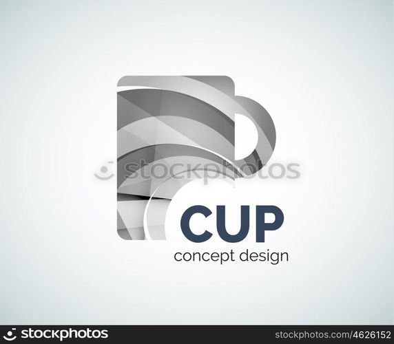 Coffee cup logo template, abstract elegant glossy business icon