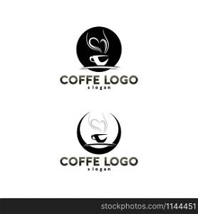 Coffee cup Logo Template vector icon design and coffe black