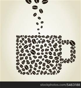 Coffee cup made of coffee grains. A vector illustration