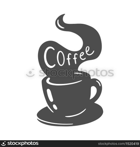 Coffee cup silhouette label.Vector illustration