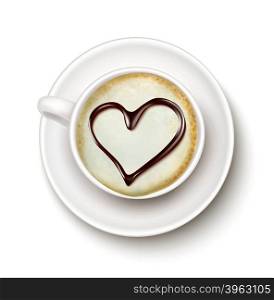 Coffee cup with a heart. Vector.
