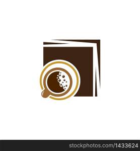 Coffee cup with book vector icon illustration design