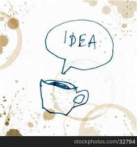 Coffee cup with Idea word. Creative concept. Hand drawn vector illustration