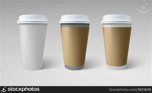 Coffee cups mock up isolated on white background.. Coffee cups mock up isolated on white background. EPS 10
