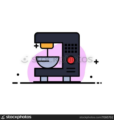 Coffee, Electric, Home, Machine Business Flat Line Filled Icon Vector Banner Template