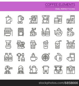 Coffee Elements , Thin Line and Pixel Perfect Icons