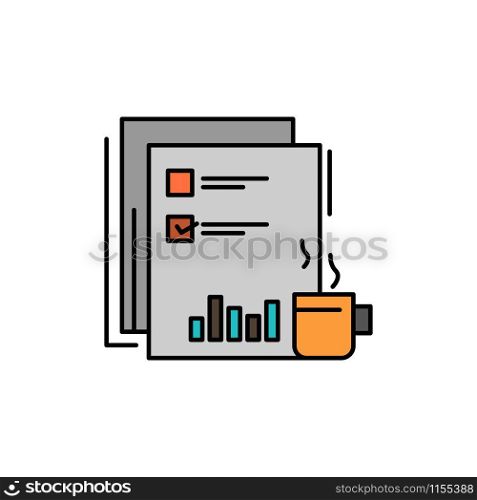 Coffee, Financial, Market, News, Newspaper, Newspapers, Paper Flat Color Icon. Vector icon banner Template