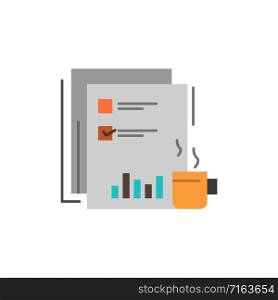 Coffee, Financial, Market, News, Newspaper, Newspapers, Paper Flat Color Icon. Vector icon banner Template