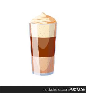 coffee glass cartoon. cafe cup, hot drink, cold milk foam coffee glass vector illustration. coffee glass cartoon vector illustration