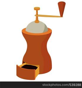 Coffee grinder icon in cartoon style on a white background. Coffee grinder icon, cartoon style