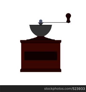 Coffee grinder side view beverage caffeine aroma vector icon. Wooden object equipment barista press flat