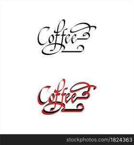 Coffee Hand Drawn Pen Ink Style, Coffee Word Handwritten Vector Art Illustration