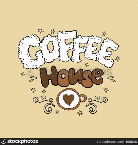 Coffee house hand drawn design,vector illustration. Coffee house hand drawn design