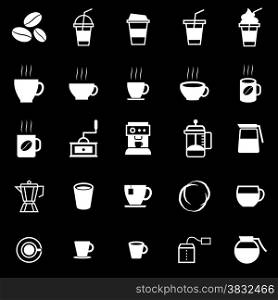 Coffee icons on black background, stock vector