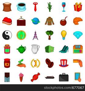 Coffee icons set. Cartoon style of 36 coffee vector icons for web isolated on white background. Coffee icons set, cartoon style