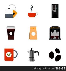 Coffee icons set. Flat illustration of 9 coffee vector icons for web. Coffee icons set, flat style