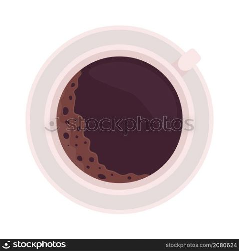 Coffee in cup semi flat color vector object. Hot drink. Black espresso in mug. Realistic item on white. Lifestyle isolated modern cartoon style illustration for graphic design and animation. Coffee in cup semi flat color vector object