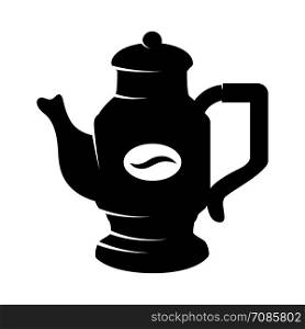 Coffee kettle illustration isolated on white. Design element for logo, label, sign, poster, flyer. Vector illustration