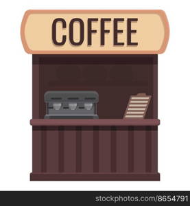 Coffee kiosk icon cartoon vector. Street market. Business store. Coffee kiosk icon cartoon vector. Street market