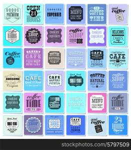 Coffee labels and elements. Mega set of Vintage Retro Coffee Labels and typography. Pattern in retro style