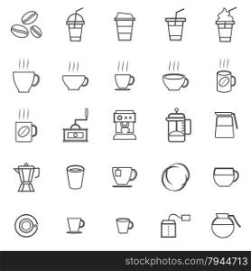 Coffee line icons on white background, stock vector