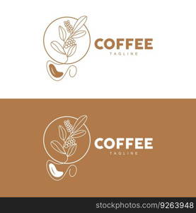 Coffee Logo, Coffee Tree Design, Cafe Drink Vector, Icon Brand Illustration Symbol