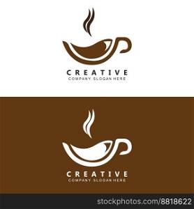 Coffee Logo Vector Caffeine Drink Symbol With Coffee Brown Color Design For Restaurant, Cafe And Bar.