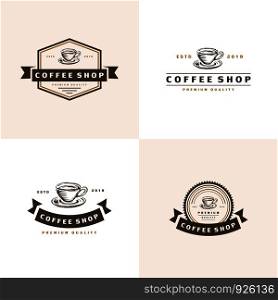 Coffee logo - vector illustration, emblem set design on white background