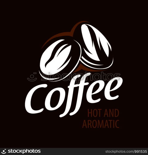 Coffee logo. Vector illustration on brown background.. Coffee logo. Vector illustration on brown background
