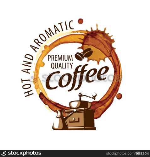 Coffee logo. Vector illustration on white background.. Coffee logo. Vector illustration on white background