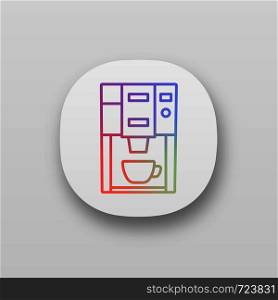 Coffee machine app icon. UI/UX user interface. Electric coffeemaker. Coffee house or cafe appliance. Web or mobile application. Vector isolated illustration. Coffee machine app icon