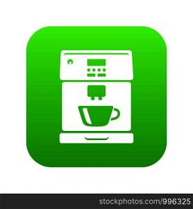 Coffee machine icon green vector isolated on white background. Coffee machine icon green vector