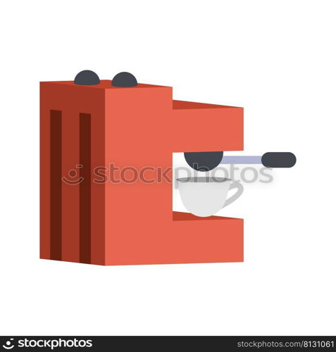 Coffee machine semi flat color vector object. Full sized item on white. Cafe and office arrangement. Automated espresso maker simple cartoon style illustration for web graphic design and animation. Coffee machine semi flat color vector object