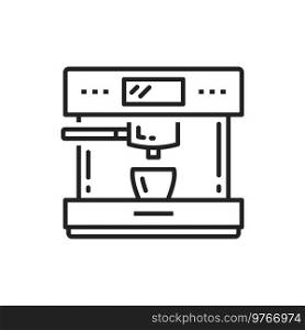 Coffee machine vector thin line icon. Kitchen or cafe coffee maker, household appliances. Coffee machine line icon, kitchen appliances