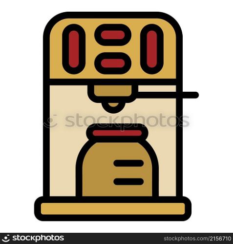 Coffee machine with a can icon. Outline coffee machine with a can vector icon color flat isolated. Coffee machine with a can icon color outline vector