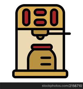 Coffee machine with a can icon. Outline coffee machine with a can vector icon color flat isolated. Coffee machine with a can icon color outline vector