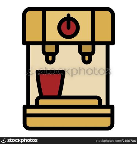 Coffee machine with a glass icon. Outline coffee machine with a glass vector icon color flat isolated. Coffee machine with a glass icon color outline vector