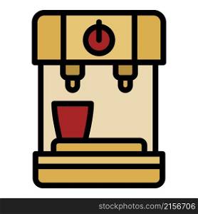Coffee machine with a glass icon. Outline coffee machine with a glass vector icon color flat isolated. Coffee machine with a glass icon color outline vector