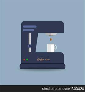 Coffee machine with cup and shadow in flat design. Vector EPS 10