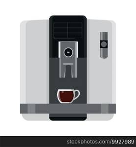 Coffee machine with cup of coffee. Flat vector.