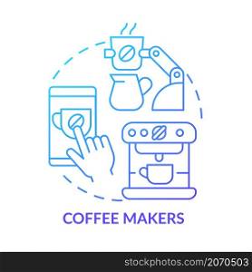 Coffee maker blue gradient concept icon. Home devices. Daily automation abstract idea thin line illustration. Isolated outline drawing. Editable stroke. Roboto-Medium, Myriad Pro-Bold fonts used. Coffee maker blue gradient concept icon