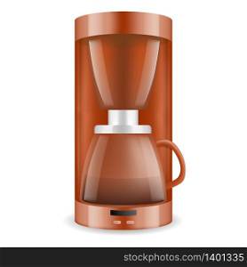 Coffee maker icon. Realistic illustration of coffee maker vector icon for web design isolated on white background. Coffee maker icon, realistic style