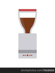 Coffee making machine isolated icon vector. Sweet beverage, machinery of coffeehouse, appliance for kitchen to brew tasty aroma espresso or latte. Coffee Machine Making Beverage from Beans Icon