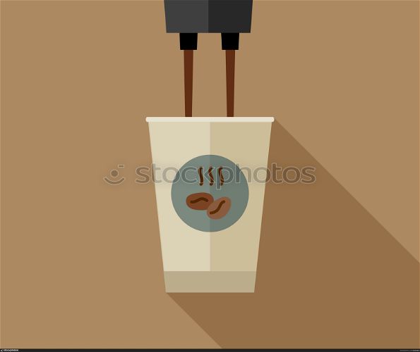 Coffee making with paper cup. Coffee making with paper cup. Flat banner of coffee paper cup with long shadow.
